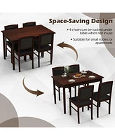 5-Piece Dining Set for 4 with Sturdy Rubber Wood Legs for Compact Spaces