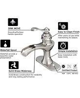 Waterfall Single Hole Single-Handle Low-Arc Bathroom Faucet With Pop-up Drain Assembly