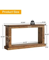 Tribesigns 63-Inch Console Table, Farmhouse Wood Sofa Table Behind Couch, 2-Tier Narrow Entryway Table with Storage, Entry Table for Entrance, Hallway