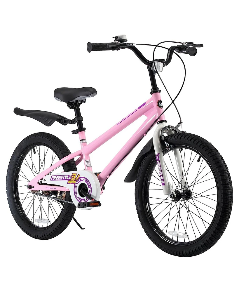 RoyalBaby Freestyle 20 Inch Kids Bike with Kickstand and Water Bottle, Pink