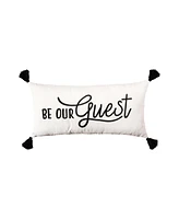 12" x 24" Decorative "Be Our Guest" Cursive Script Embroidered Accent Throw Pillow w/ Black Tassels