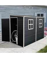 4x8ft Outdoor Storage Shed with Floor, Windows, Doors
