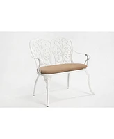 White Metal Floral Park Bench for Outdoor Spaces