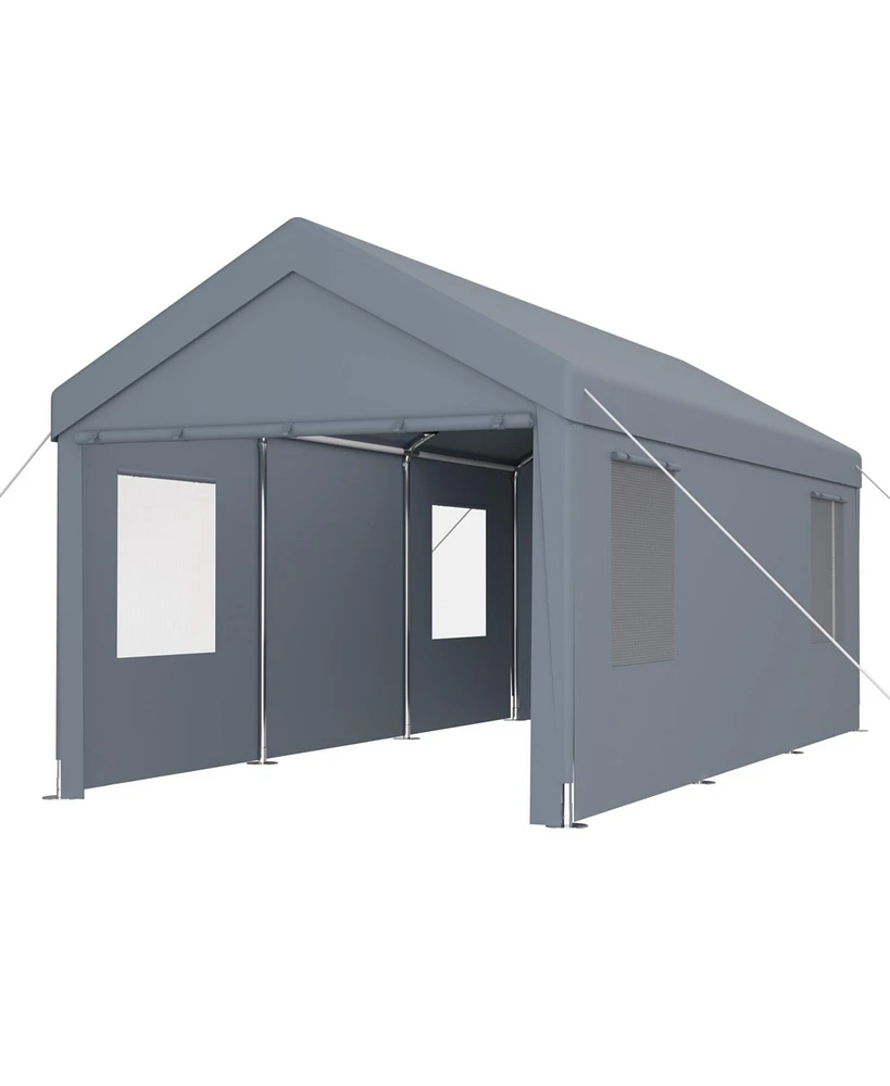 10'x20' Portable Carport Garage with Doors & Windows