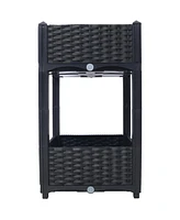 Elevated Planter Box for Outdoor Gardening (15.7"x15.7"x27.7", Black)