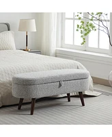 S02 Basics Upholstered Storage Ottoman and Entryway Bench Grey