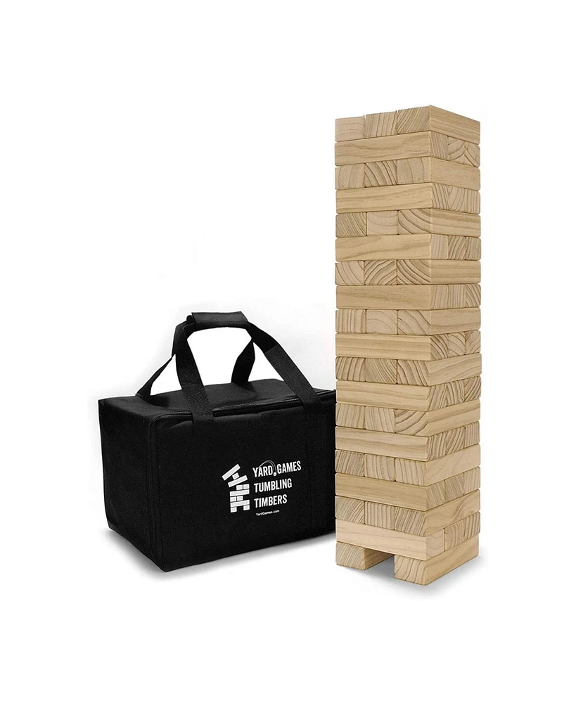 Yard Games 21 Inch Giant Wood Stacking Indoor Outdoor Party Game with Carrying Case, Natural