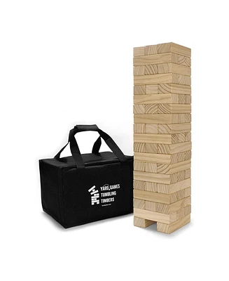 Yard Games 21 Inch Giant Wood Stacking Indoor Outdoor Party Game with Carrying Case, Natural