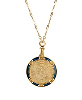 2028 Blue Enamel Crystal Round Zodiac Necklace