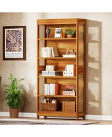 Tribesigns Bookcase, 5-Tier Wood Farmhouse Bookshelf, 70.9" Tall Freestanding Library Book Case with Open Storage Shelves, Display Shelving Organizer