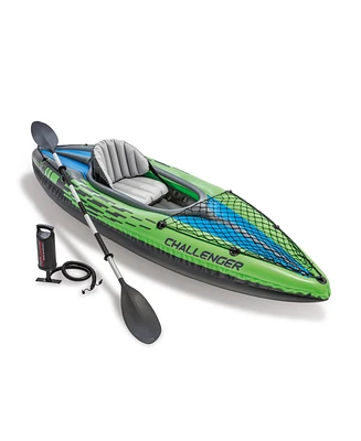 Intex Challenger K1 Inflatable Single Person Kayak Set and Accessory Kit w/ Pump