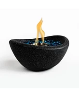 Tabletop Fire Pit Black, Outdoor & Indoor Fire Pit, Portable Concrete Fire Pit, Personal Ethanol Fireplace, Outdoor Table Top Fire Pit, Mini Fire Pit