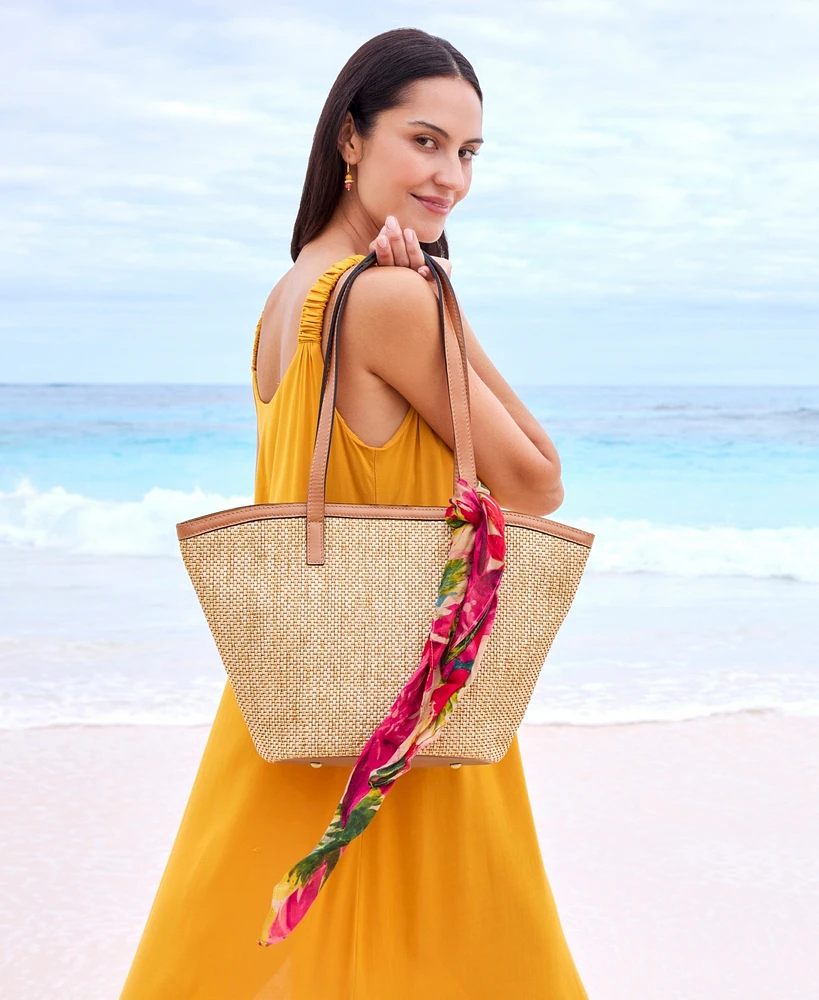 Patricia Nash Marconia Extra-Large Raffia Tote with Scarf