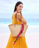 Patricia Nash Marconia Extra-Large Raffia Tote with Scarf