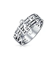 Bling Jewelry Silver Ring for Musicians: Treble Clef Note Band in Oxidized Sterling Silver