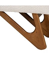 Baxton Studio Rika Japandi Cream Boucle Fabric and Walnut Brown Finished Wood Bench