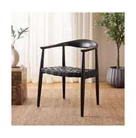 Walda Leather Woven Accent Chair