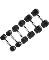 Signature Fitness Hex Dumbbells Strength Workout Equipment Set of 5, 10 & 15 lbs