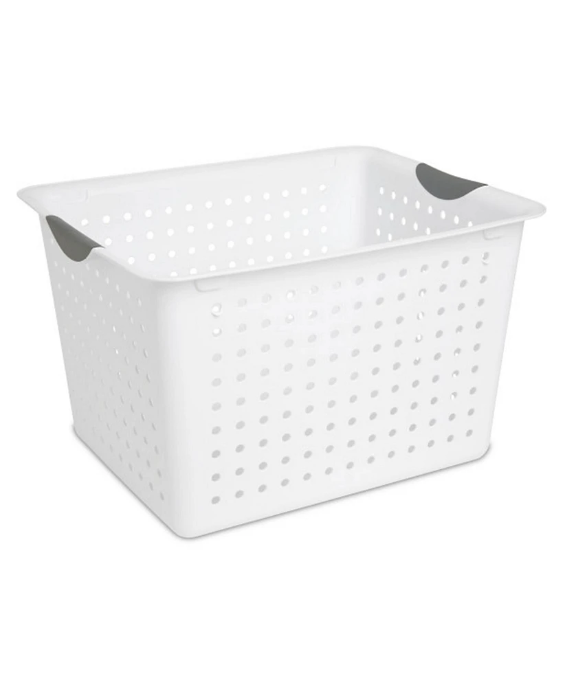 Sterilite Deep Ultra Nesting Plastic Storage Bin Basket Tote, White (12 Pack)