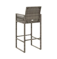 Patio Bar Stools 2 pcs Gray Poly Rattan