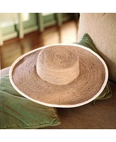 Lolo Wide-brim Jute Boater Hat in Natural Beige