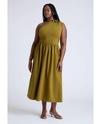 Eloquii Women's Elements Maxi One Shoulder Dress