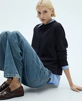 Mango Women's Stitching Detail Crew Neck Sweatshirt