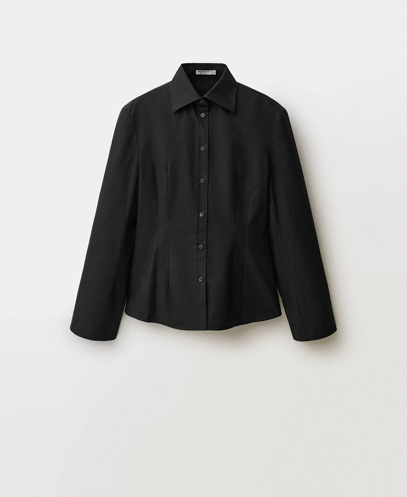 Mango Women's Cuffless Sleeve Detail Fitted Shirt