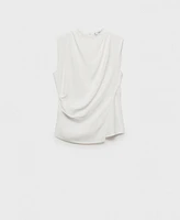 Mango Women's Sleeveless Draped Blouse Top
