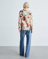 Mango Women's Flowy Floral Print Shirt