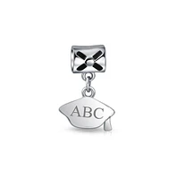 Bling Jewelry Oval Graduate Cap Dangle Charm Bead Sterling Silver for Bracelets