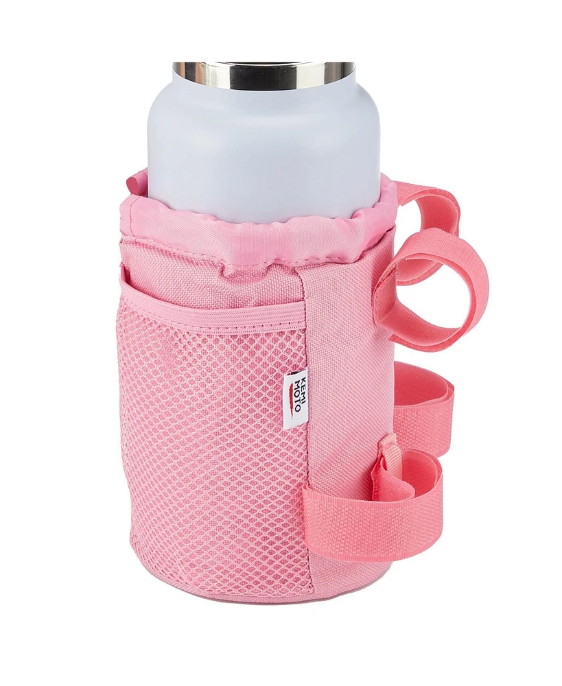 Kemimoto Bike Cup Holder, Pink Bicycle Water Bottle Holder for Bike Handlebar, Bike Drink Holder with Mesh Pockets Phone Bag, Compatible with Road Bik