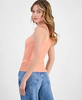 Hugo Women's Crewneck Ribbed Knit Sleeveless Top