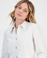 Hugo Women's Metallic-Accent Textured Cropped Jacket