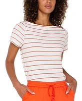 Liverpool Los Angeles Petite Short-Sleeve Boat-Neck Knit Top