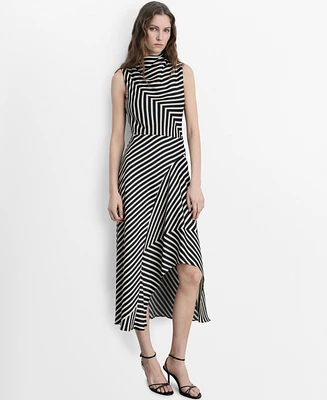 Mango Women's Striped Asymmetrical Dress