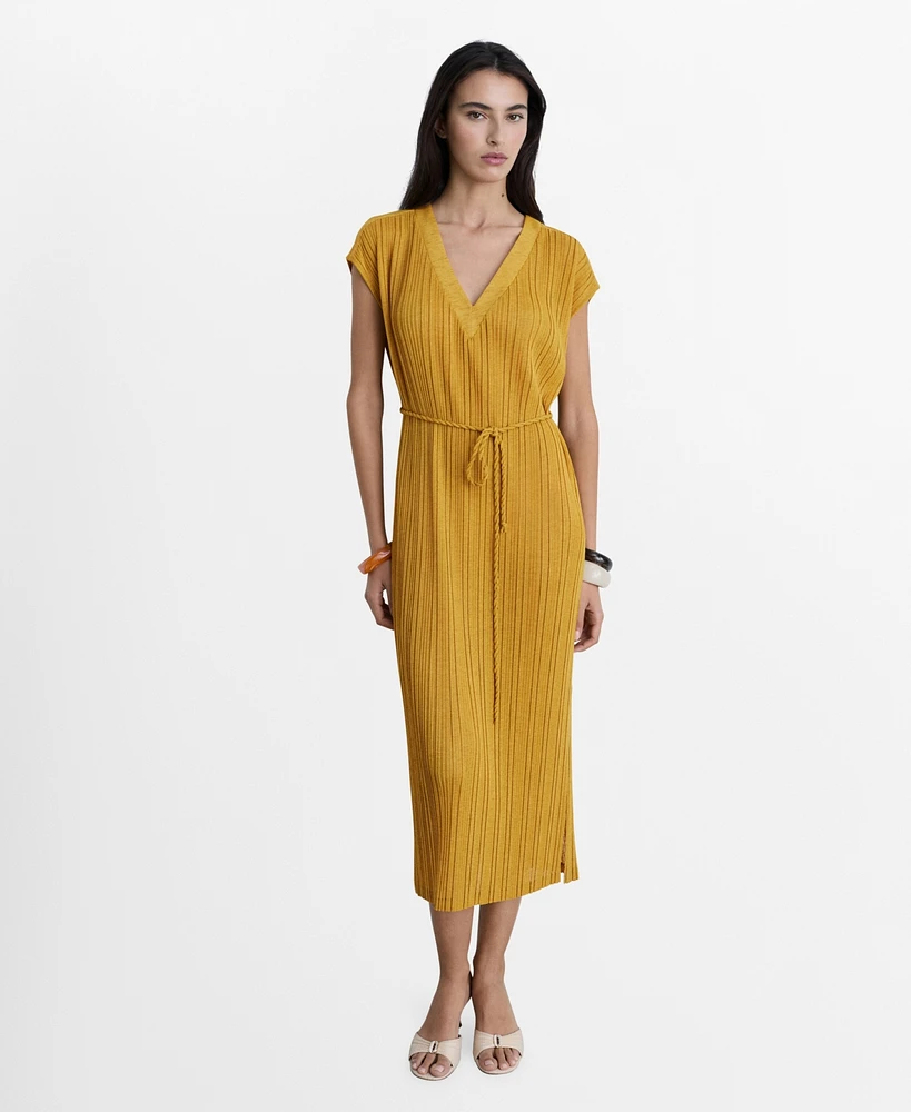 Mango Women's Belt Pleated Dress