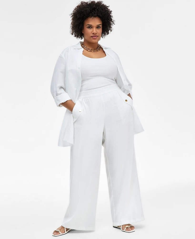 I.n.c. International Concepts Plus Pull-On Wide-Leg Pants, Exclusively at Macy's