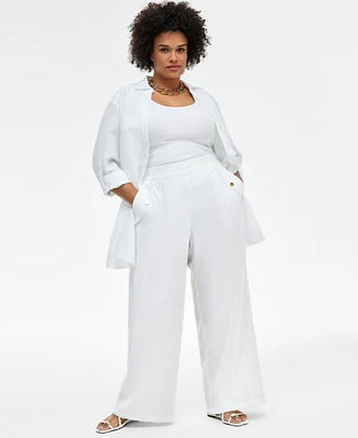 I.n.c. International Concepts Plus Pull-On Wide-Leg Pants, Exclusively at Macy's