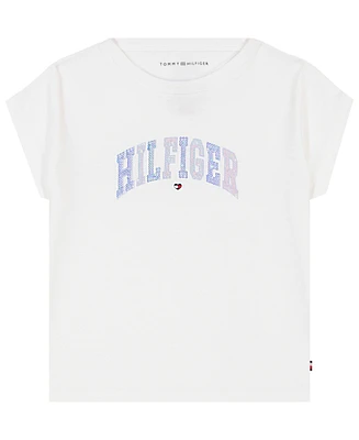 Tommy Hilfiger Big Girls Arched Sequin Boxy Short Sleeve T-Shirt