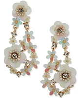 lonna & lilly Gold-Tone Mixed Stone Flower Chandelier Earrings