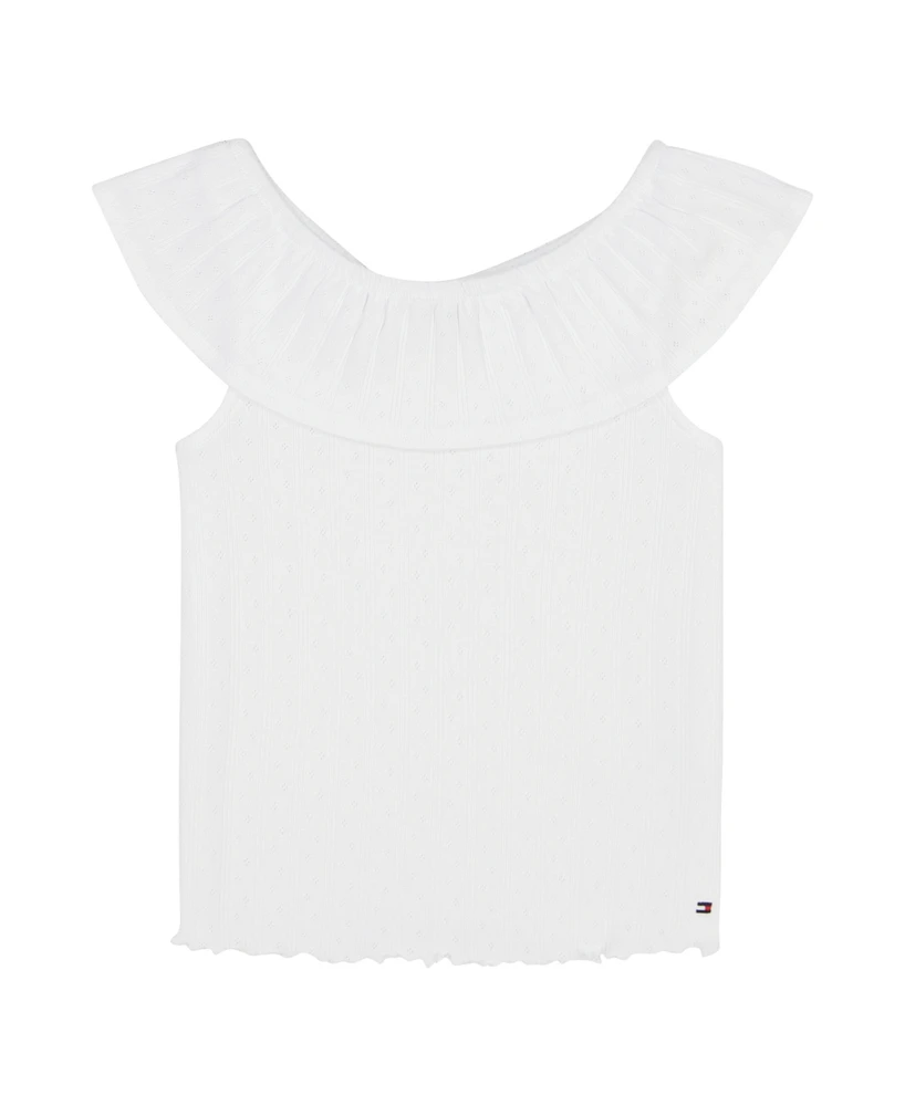 Tommy Hilfiger Big Girls Pointelle Ruffle Top