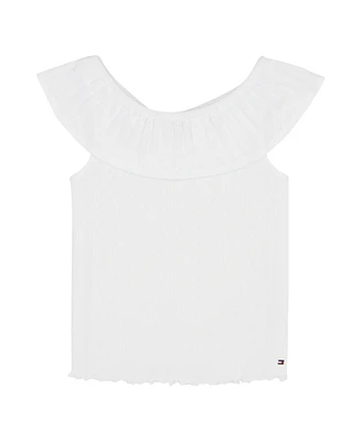 Tommy Hilfiger Big Girls Pointelle Ruffle Top