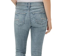 Silver Jeans Co. Women's Suki Mid-Rise Curvy-Fit Straight-Leg Cropped Denim