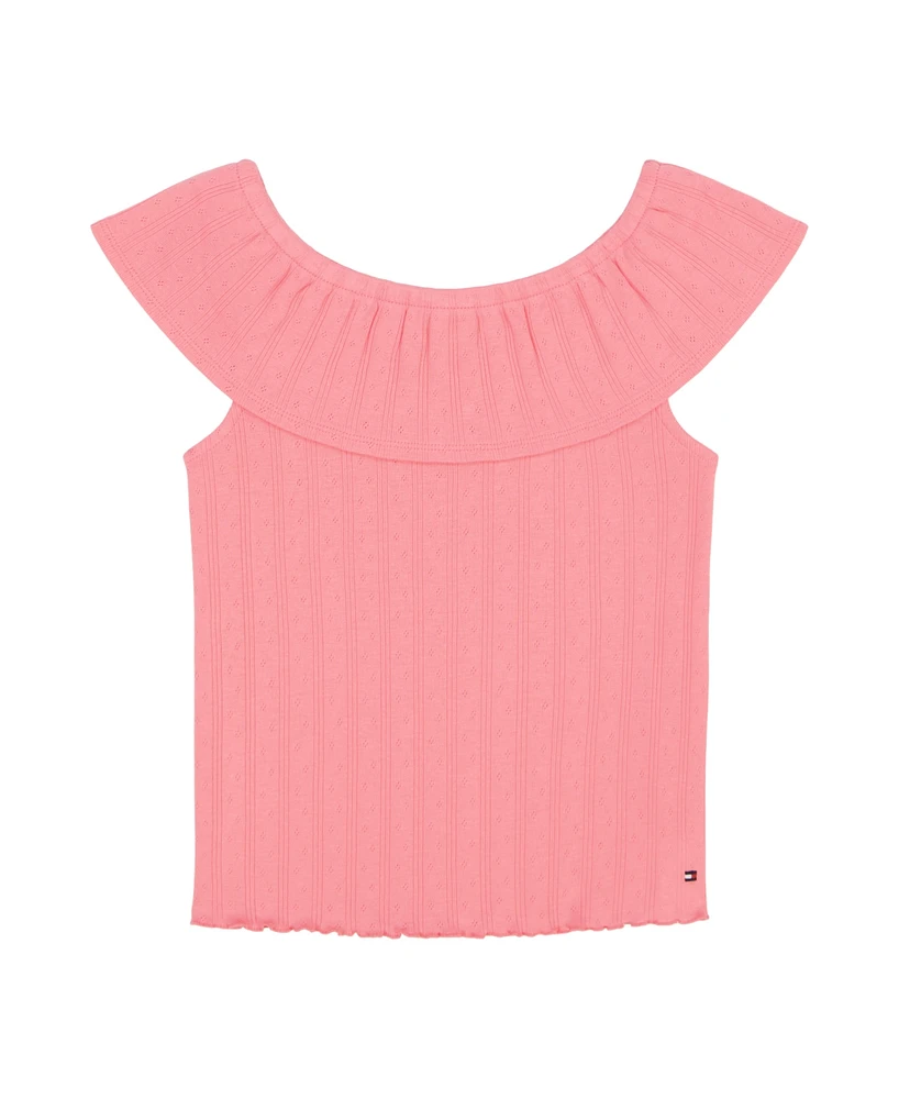 Tommy Hilfiger Big Girls Pointelle Ruffle Top