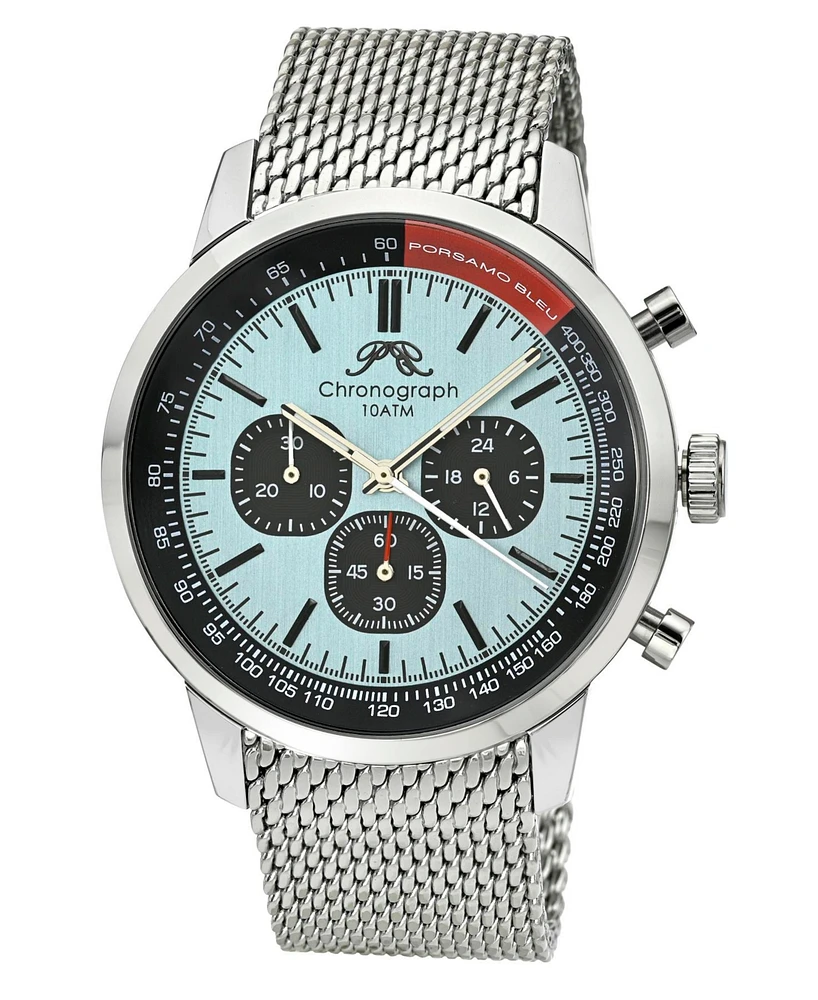 Simon Stainless Steel Chronograph Silver Tone & Black and Blue Men's Watch 1322ASIS