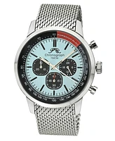 Simon Stainless Steel Chronograph Silver Tone & Black and Blue Men's Watch 1322ASIS