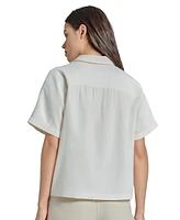 Jones New York Women's Linen-Blend Drop-Shoulder Shirt