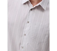 Calvin Klein Men's Relaxed Fit Short Sleeve Poplin Striped Button-Front Shirt