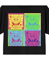 Spongebob Squarepants Neon Squares Crew Neck Short Sleeve Men's Black T-shirt-3XL